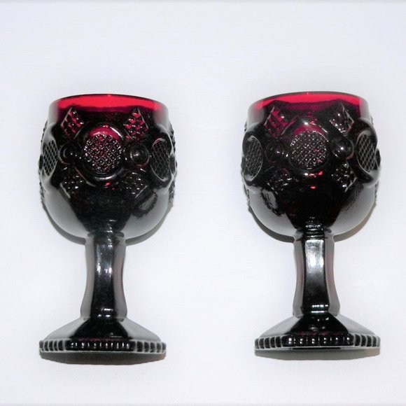 Vintage Avon Cape Cod Collection Ruby Glass 2 Goblets and 1 Creamer 1970s - Picture 2 of 15